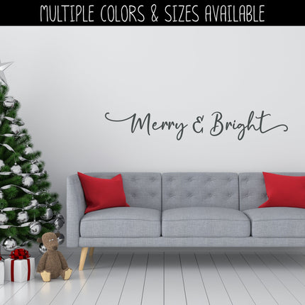 Cursive Merry & Bright Vinyl Decal/Sticker