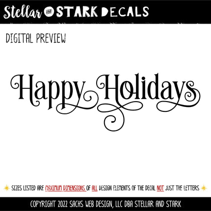 Ornamental Happy Holidays Vinyl Decal/Sticker