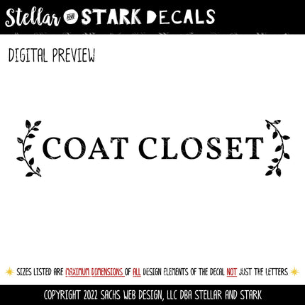 Coat Closet Curved Leaves Vinyl Decal/Sticker