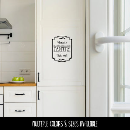 Custom Pantry Vinyl Decal/Sticker