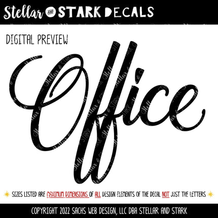 Cursive Office Vinyl Decal/Sticker - Office Sticker