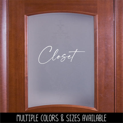 Modern Script Closet Vinyl Decal/Sticker