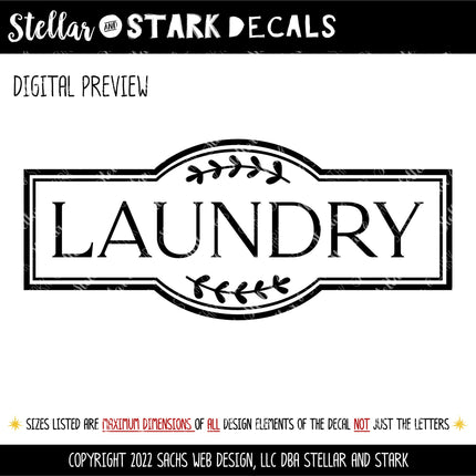 Framed Laundry with floral decoration Vinyl Decal/Sticker