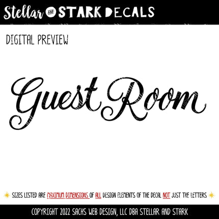 Cursive Guest Room Vinyl Decal/Sticker