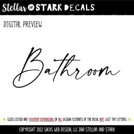 Modern Script Bathroom Vinyl Decal/Sticker