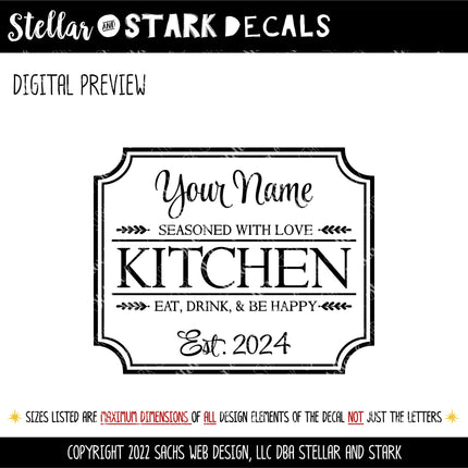 Custom Kitchen Vinyl Decal/Sticker