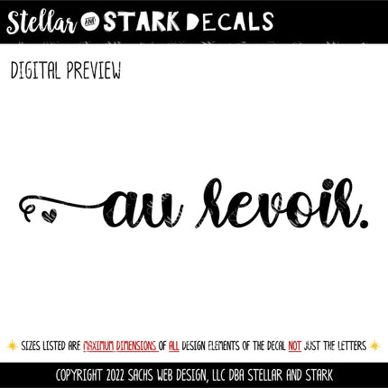 Au Revoir with Heart Vinyl Decal/Sticker