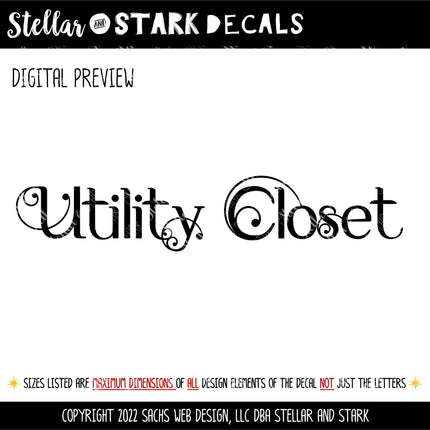 Scrolling Utility Closet Vinyl Decal/Sticker