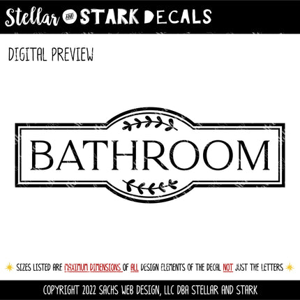 Framed Bathroom with floral decoration Vinyl Decal/Sticker