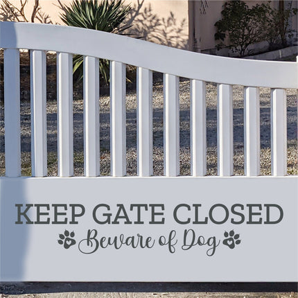 Keep Gate Closed Beware of Dog Vinyl Decal/Sticker