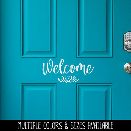Welcome with Heart Scroll Vinyl Decal/Sticker