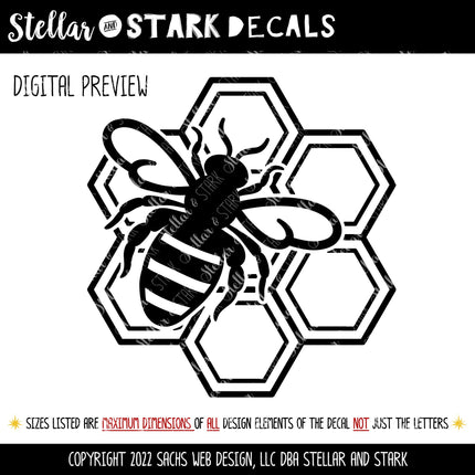 Bumble Bee with Honeycomb Vinyl Decal/Sticker