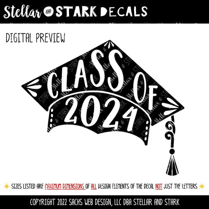 2024 Graduation Cap Vinyl Decal/Sticker