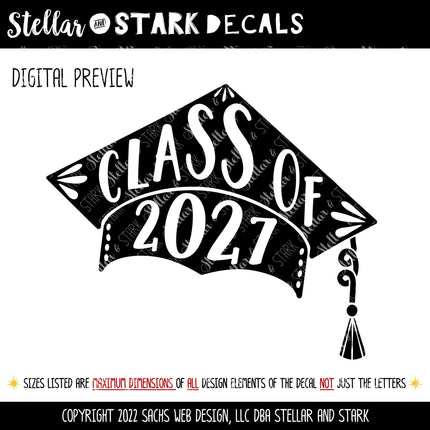 2027 Graduation Cap Vinyl Decal/Sticker