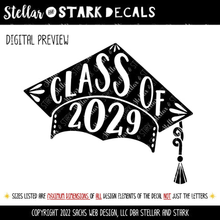 2029 Graduation Cap Vinyl Decal/Sticker