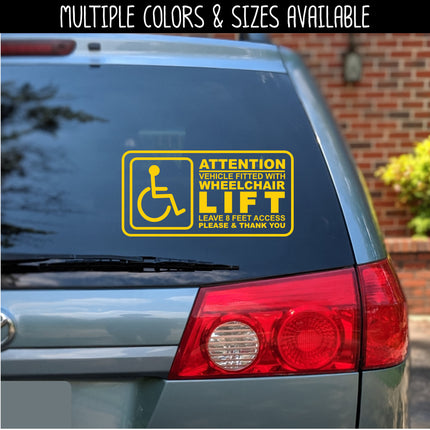 Handicap Wheelchair Lift Access Vinyl Decal/Sticker