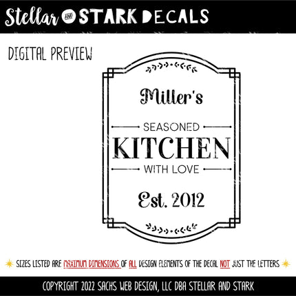 Custom Kitchen Vinyl Decal/Sticker