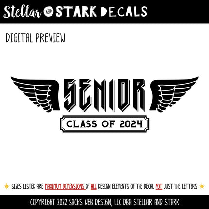 2024 Senior Class of 2024 With Wings Vinyl Decal/Sticker