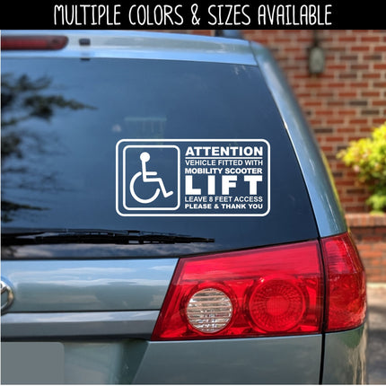 Handicap Mobility Scooter Lift Access Vinyl Decal/Sticker