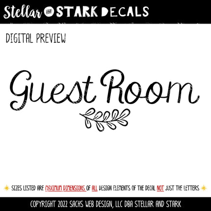 Guest Room with Leaves Vinyl Decal/Sticker